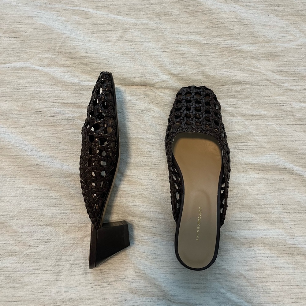 Anthropologie Woven Leather Mule in Dark Brown - Picture 3 of 6